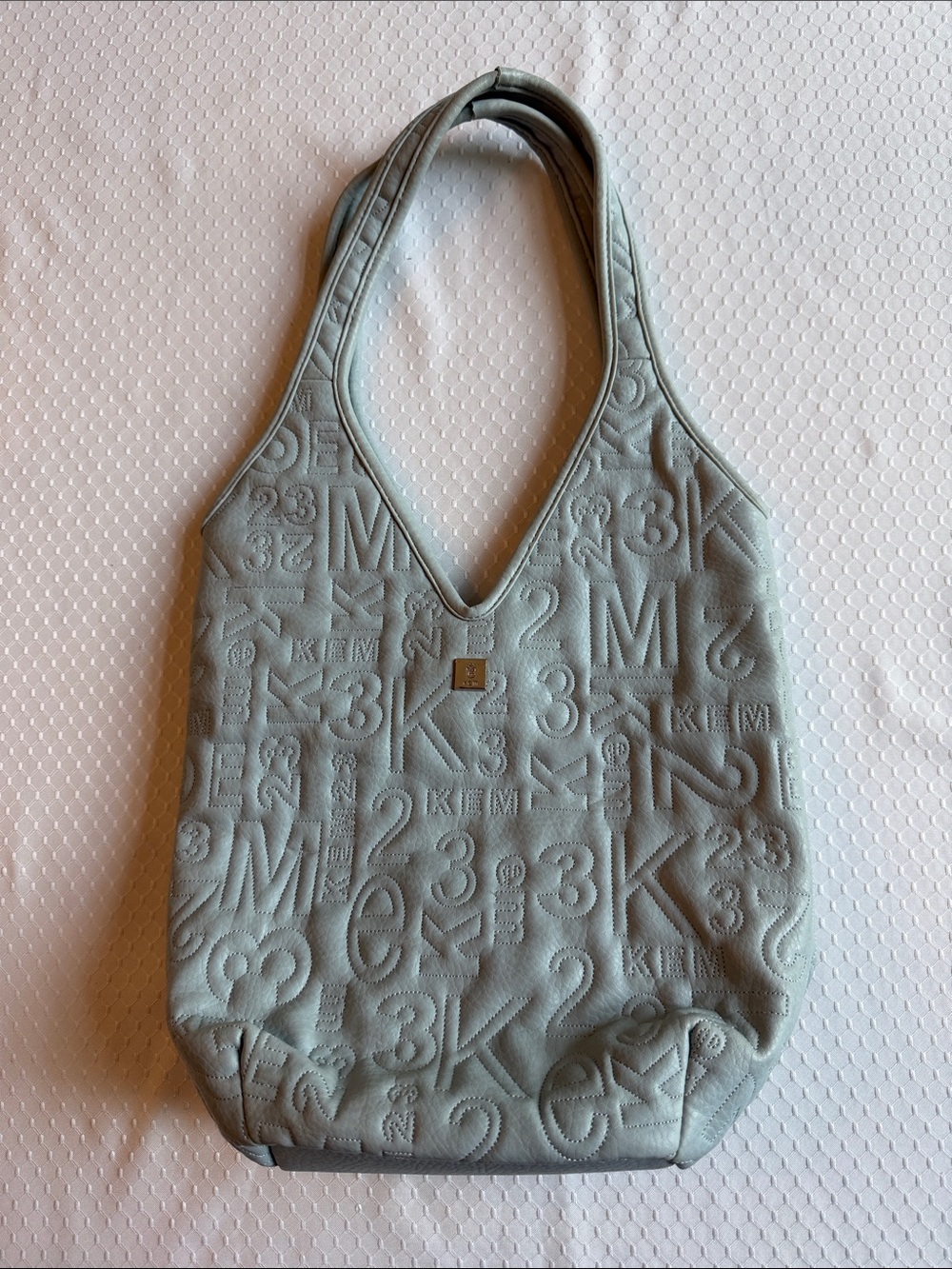 KEM Blue-Grey Embossed Tote Bag